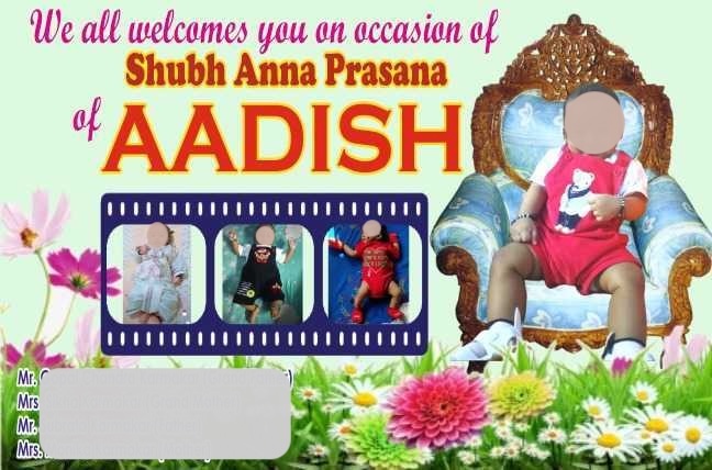 Colour welcome banner printed for an annaprashan ceremony